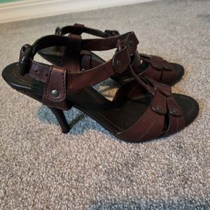 Bottega Veneta Dark Brown Leather Sandals